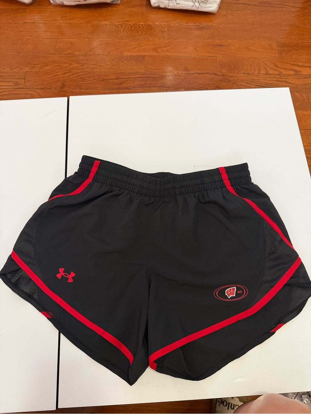 Under Armour Black Athletic Shorts with Red Trim